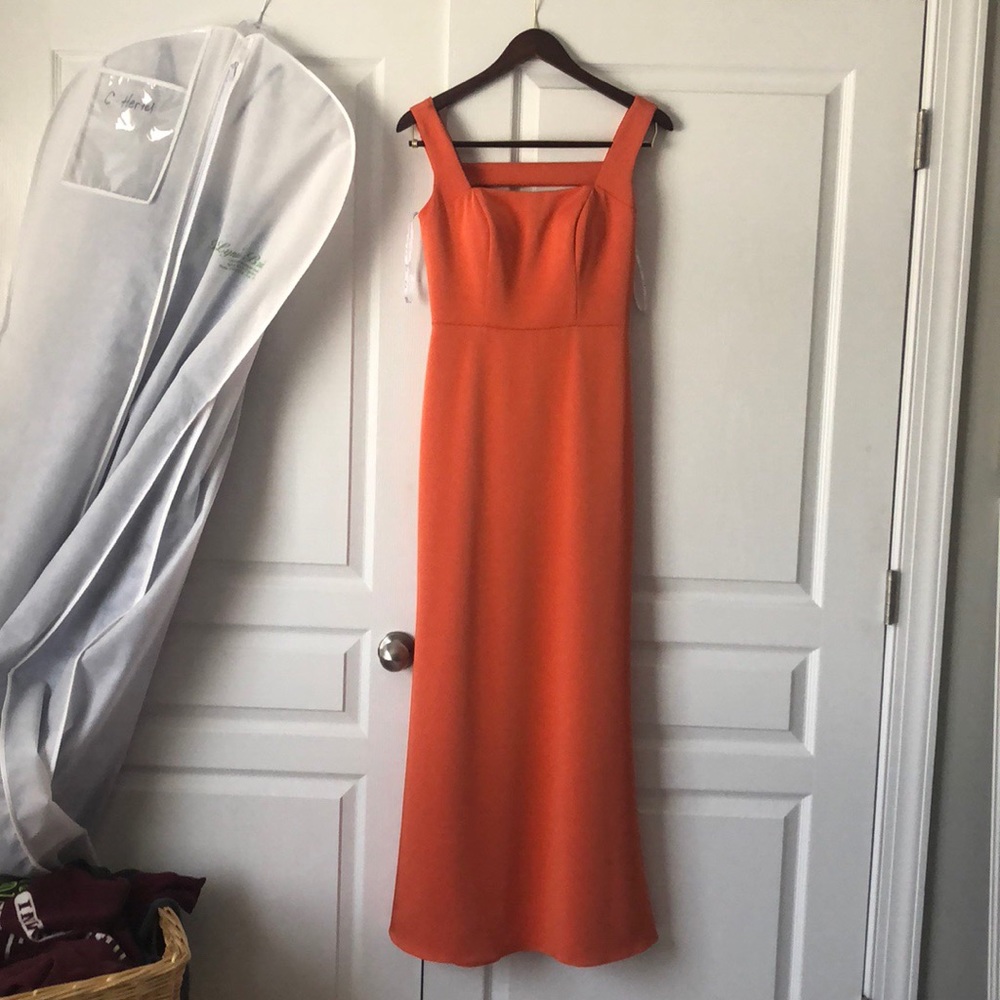 Floor length formal orange gown
